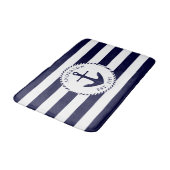 Anker-Navy und White Nautical Bath Mat Badematte (Schrägansicht)