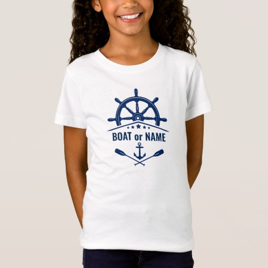 Anker Oars Ships Radboot oder Name Blau & Weiß T-Shirt (Vorderseite)
