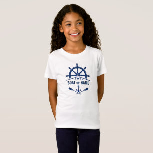 Anker Oars Ships Radboot oder Name Blue & White T-Shirt