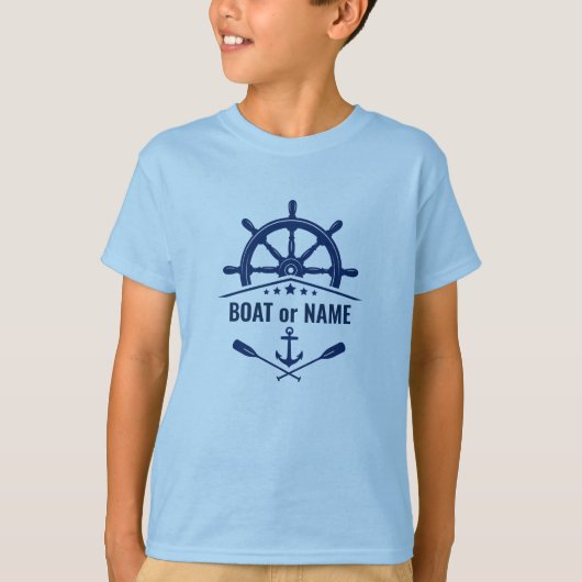 Anker Oars Ships Radboot oder Name Light Blue T-Shirt (Vorderseite)