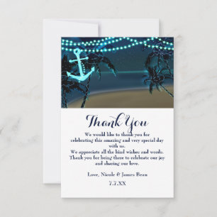 Anker & Palmen Strand Nacht Hochzeit Danke Einladung