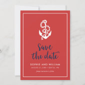 Anker Rot Blau Skript Save the Date (Vorderseite)