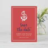 Anker Rot Blau Skript Save the Date (Stehend Vorderseite)