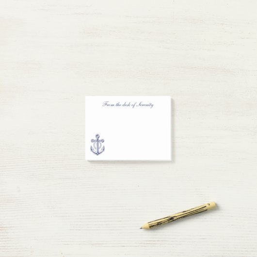 Anker Sailor Nautical Ocean Boot Personalisiert Post-it Klebezettel (Auf Schreibtisch)