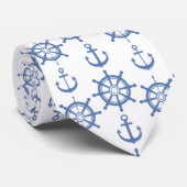 Anker Schiffe Radboote Schiffe Krawatte Retroblau (Gerollt)