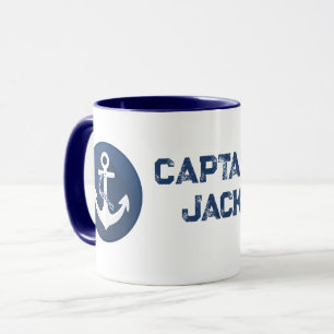 Anker-Schifffahrtssymbol klassisches Weiß Marinebl Tasse