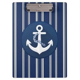 Anker-Schifffahrtssymbol Weiß Marineblau Klemmbrett