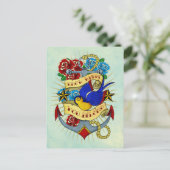 Anker, Schlucken und Rose Postkarte (Stehend Vorderseite)