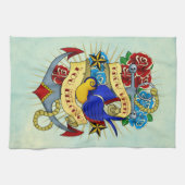 Anker, Schwalbe und Rosen Handtuch (Horizontal)