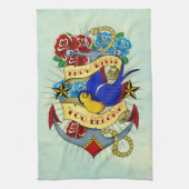 Anker, Schwalbe und Rosen Handtuch (Vertikal)