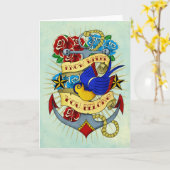 Anker, Schwalbe und Rosen Karte (Gelbe Blume)