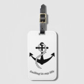 Anker schwarz weiss grau Sailing is my life Gepäckanhänger (Vorderseite Vertikal)