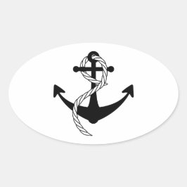 Anker schwarz weiss ovaler aufkleber