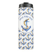 Anker Seas Day Zitat Blue Text Thermal Tumbler Thermosbecher (Vorderseite)