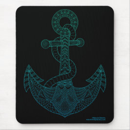 Anker-Seekunst-Kontur-Meerblaues Ombre Schwarzes Mousepad