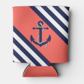 Anker/Seil der Nautischen Marine, blauer Streifen  Dosenkühler (Vorderseite)