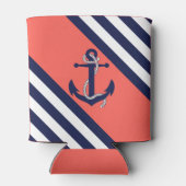 Anker/Seil der Nautischen Marine, blauer Streifen  Dosenkühler (Rückseite)