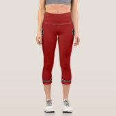 Anker-Seil-Rot-Schwarz-weiße Streifen Capri Leggings (Vorderseite)