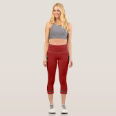 Anker-Seil-Rot-Schwarz-weiße Streifen Capri Leggings (Vorderseite)