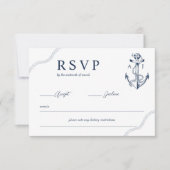 Anker & Seile Nautische Monogramm Navy & White RSVP Karte (Vorderseite)