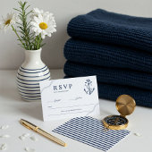 Anker & Seile Nautische Monogramm Navy & White RSVP Karte