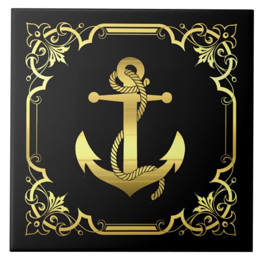 Anker-Silhouette des Schiffes Fliese (Vorderseite)