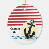 Anker, Sonne und Wasser Personalisiert Keramikornament (Links)