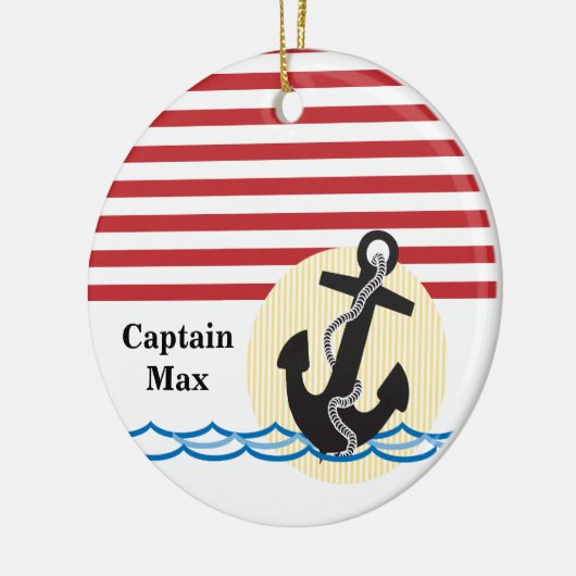 Anker, Sonne und Wasser Personalisiert Keramikornament (Links)