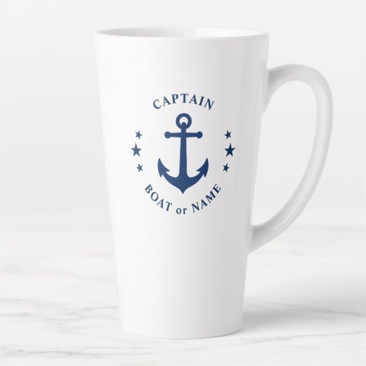 Anker & Sterne Captain Boat Name groß 2 Seiten Milchtasse (Rechts)