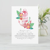 Anker-Strand-tropisches nautischBrautparty Einladung (Stehend Vorderseite)