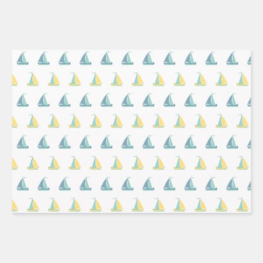 Anker, Streifen und Segelboot Geschenkpapier Set (Vorderseite 3)