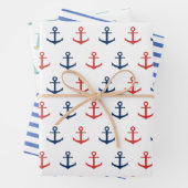 Anker, Streifen und Segelboot Geschenkpapier Set (Beispiel)