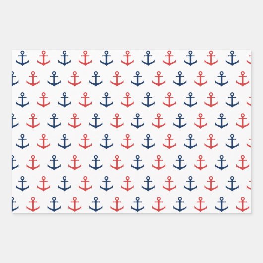 Anker, Streifen und Segelboot Geschenkpapier Set (Vorderseite)