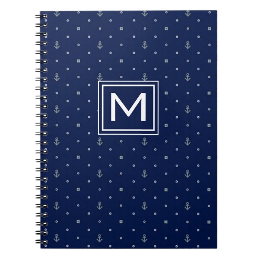 Anker-Tupfen-Muster | addieren Ihre Initiale Notizblock (Vorderseite)