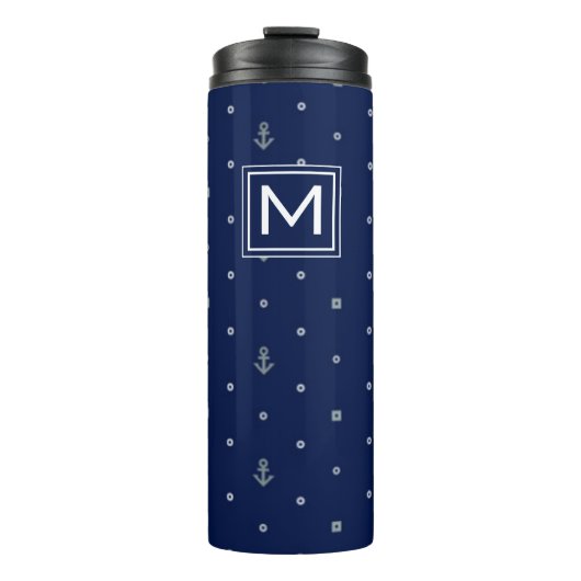 Anker-Tupfen-Muster | addieren Ihre Initiale Thermosbecher (Vorderseite)