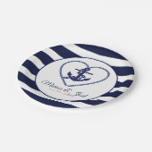 Anker und blaue Streifen Pappteller (Schrägansicht)