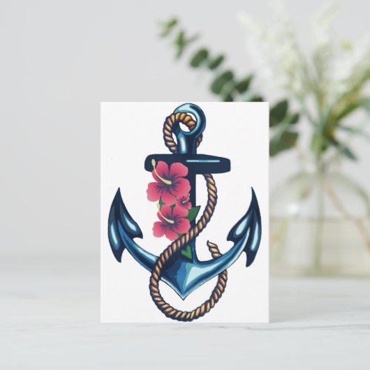 Anker und Blume Postkarte (Stehend Vorderseite)