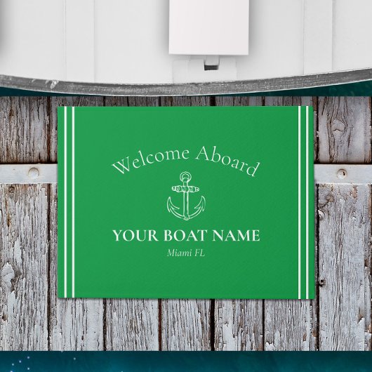 Anker und Bootname Kelly Green Fußmatte