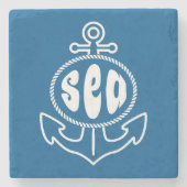 Anker und das Meer Steinuntersetzer (Vorderseite)