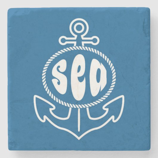 Anker und das Meer Steinuntersetzer (Vorderseite)