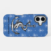 Anker und Delfin-Maritimes Thema iPhone 16 Hülle (Rückseite (Horizontal))