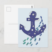Anker und Fische Postkarte (Vorne/Hinten)