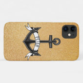 Anker und Gold-Glitzer Case-Mate iPhone Hülle (Rückseite (Horizontal))