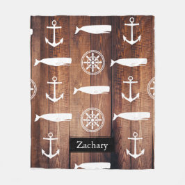 Anker und Helm Dunkle Holzplanen Fleecedecke