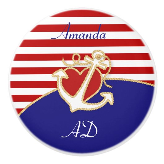 Anker und Herz Keramikknauf (Vorderseite)