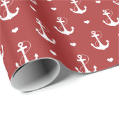 Anker-und Herz-Muster Geschenkpapier (Rolleneckpunkt)