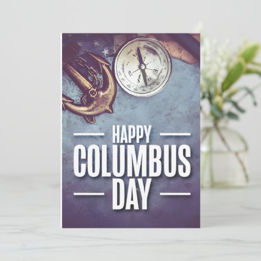 Anker und Kompass - Columbus Day Einladung (Stehend Vorderseite)