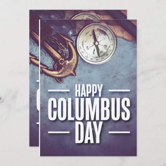 Anker und Kompass - Columbus Day Einladung (Vorne/Hinten)