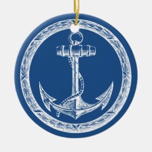 Anker und Kranz Keramik Ornament