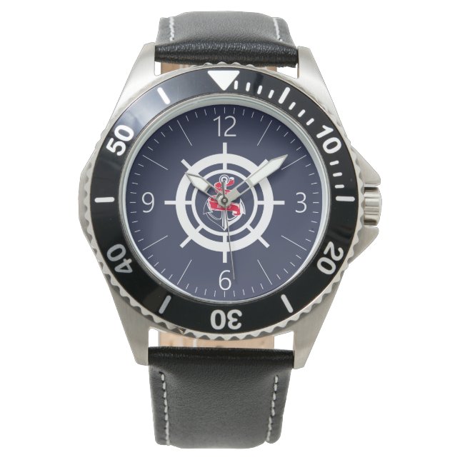 Anker und Lenkrad Armbanduhr (Vorderseite)
